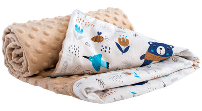 Medi Partners Babydecken Baby 100% Baumwolle Krabbeldecke Babydecke 75x100cm doppelseitig Kinderbett Minky Kuscheldecke Kinderwagen (REH mit grauem Minky)