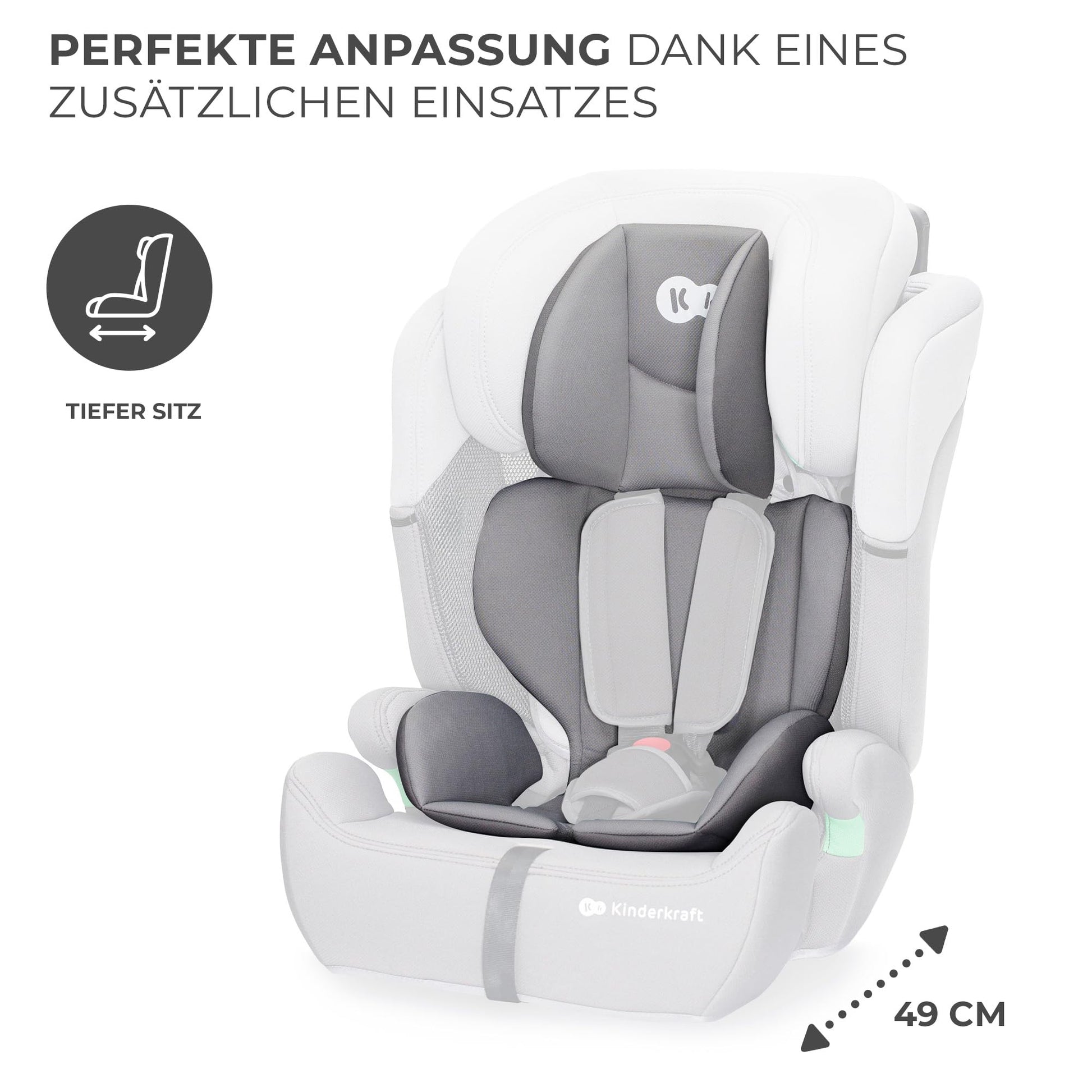Kinderkraft Kinderautositz COMFORT UP I-SIZE, Autokindersitz, Kindersitz, ein Autositz für Kinder von 76-150 cm, 5-Punkt-Sicherheitsgurt, Einstellbare Kopfstütze, ECE R129/03, Grau - Meloni2