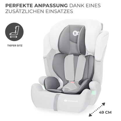 Kinderkraft Kinderautositz COMFORT UP I-SIZE, Autokindersitz, Kindersitz, ein Autositz für Kinder von 76-150 cm, 5-Punkt-Sicherheitsgurt, Einstellbare Kopfstütze, ECE R129/03, Grau - Meloni2