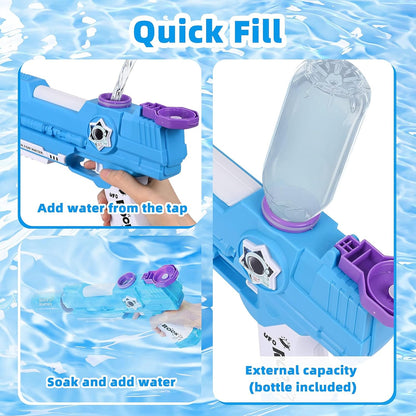 Wasserpistole Elektrisch für Kinder, Euakee Wasserspritzpistole mit Licht, Einfach zu Befüllen, Spritzpistole Wasser mit 9 Meter Große Reichweite, Ideal für Sommer Schwimmbad Strand Wasserschlacht