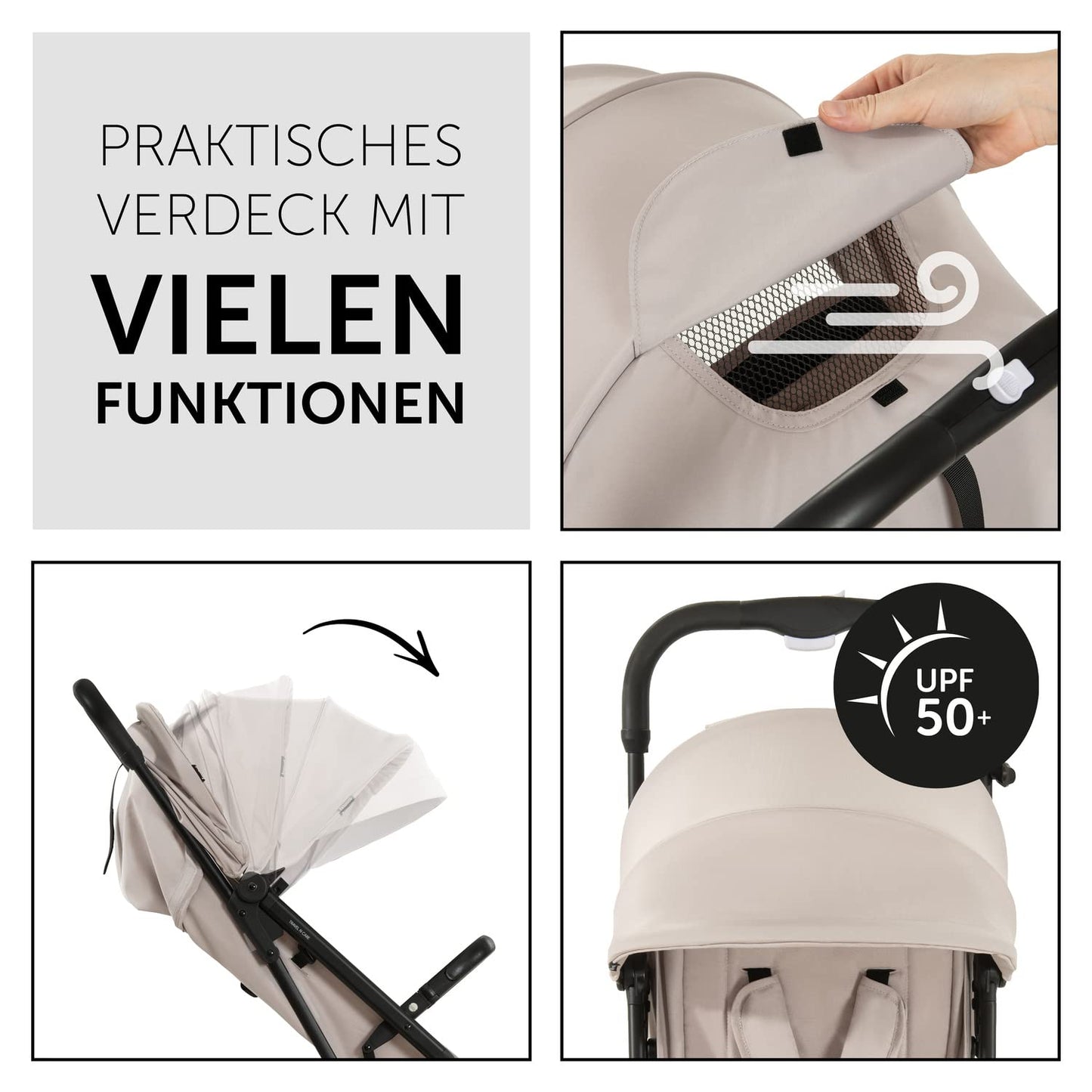 Hauck Travel N Care Dark Olive Stroller – Lightweight travel buggy for children from birth to 22 kg with reclining function, compact and UPF 50+