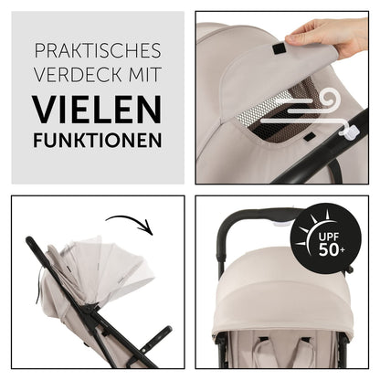 Hauck Travel N Care Dark Olive Stroller – Lightweight travel buggy for children from birth to 22 kg with reclining function, compact and UPF 50+