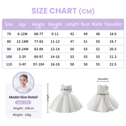 Baby Mädchen Kleid Satin Bowknot A-Linie Taufe Kleid Ärmellos Kleinkind Prinzessin Geburtstag Kleider Kinder Hochzeit Blumenmädchen Kleid Festliche Party Kleid
