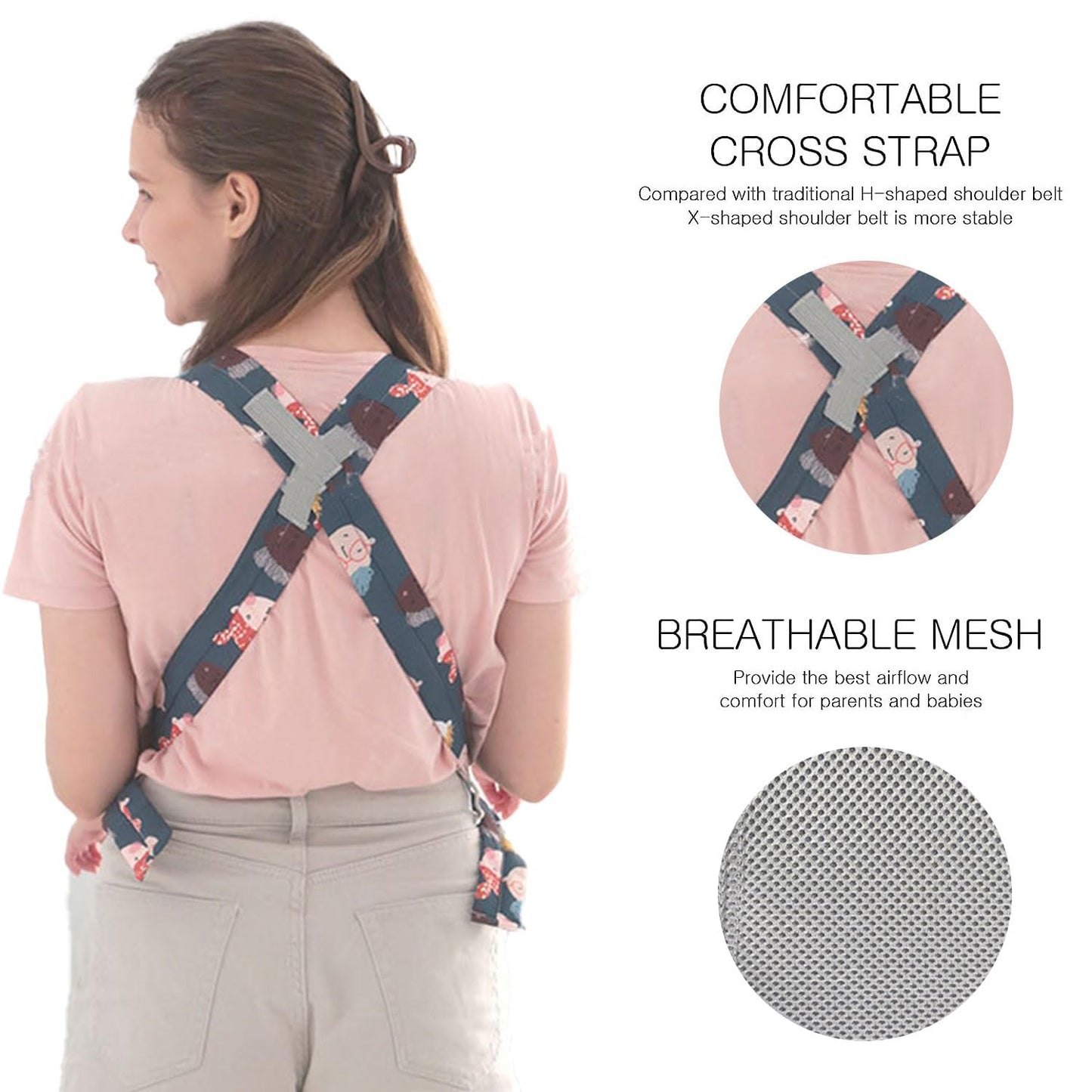 Babytrage,Babytrage Neugeborene ab Geburt,Tragetuch Baby Nugeboren,Atmungsaktive Baby Tragetuch,Babyrückentragen 0-15Kg,Neugeborene Verstellbare Babytrage