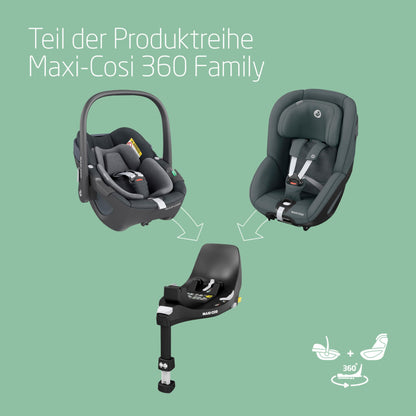 Maxi-Cosi Pebble 360 i-Size Babyschale Drehbar, Neugeborenen Autositz 360 Grad, 0–15 Monate (40–83 cm), Drehung mit einer, ClimaFlow, Easy-In-Gurt, G-CELL Seitenaufprallschutz, Essential Green