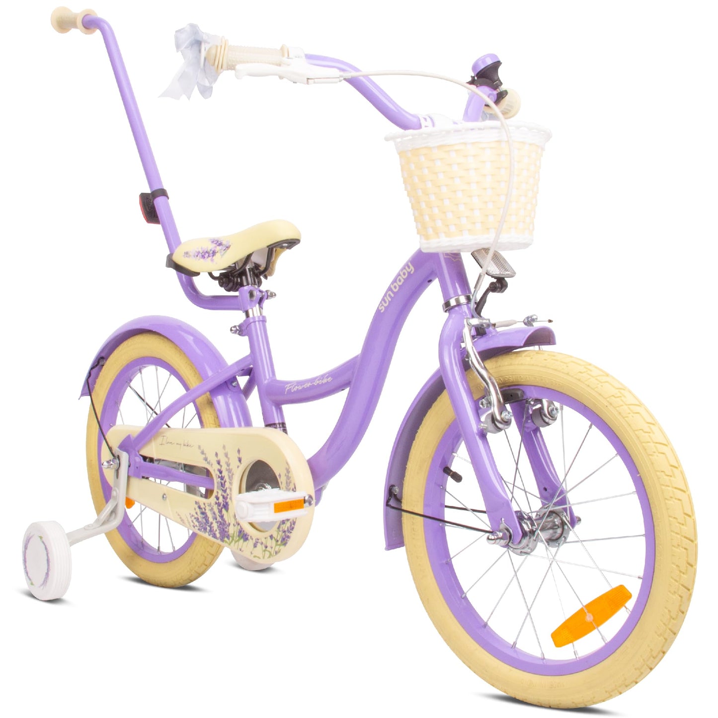 sun baby Mädchenfahrrad Flower Bike Radgröße zur Auswahl, mit Abnehmbarer Schubstange, Kinderfahrrad für Mädchen von 2 bis 6 Jahre