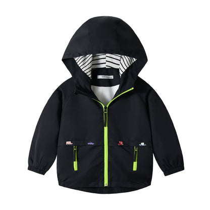 Volunboy Baby Hooded Jackets, Boys Long Sleeve Windproof Coat Cartoon Print Jackets