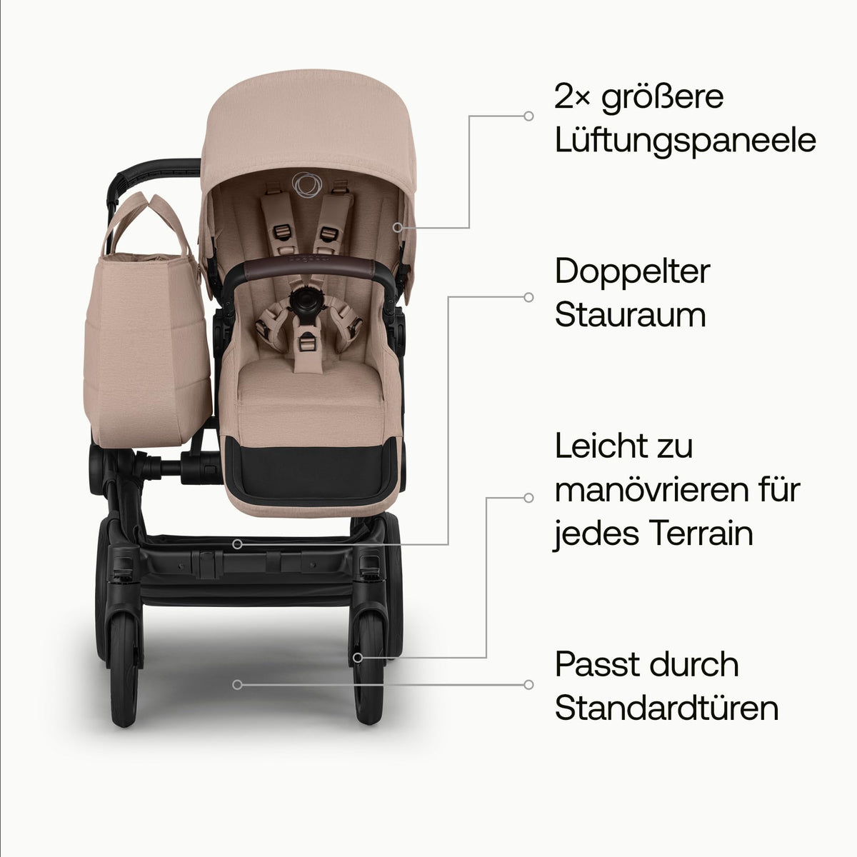 Bugaboo Donkey 6 Single, 2-in-1-Kinderwagen, für Neugeborene & Kleinkinder | umbaubar zum Doppel- und Zwillingskinderwagen, doppelter Stauraum und komfortable Einhand-Lenkung, Heritage Black Meloni2