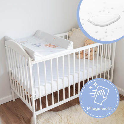Wickelunterlage Wickelauflage Keil 70x47 cm - Wickeltischauflage für Babys abwaschbare und wasserdichte Wickelmulde ideal für Babybett und Wickeltisch Kaninchen Motiv