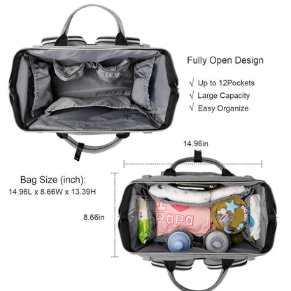 Wickeltasche mit wasserdicher Wickelunterlage und 2 Kinderwagen Haken verstellbare Schultergurt multifunktionale Umhängetasche Reisetasche für Unterwegs