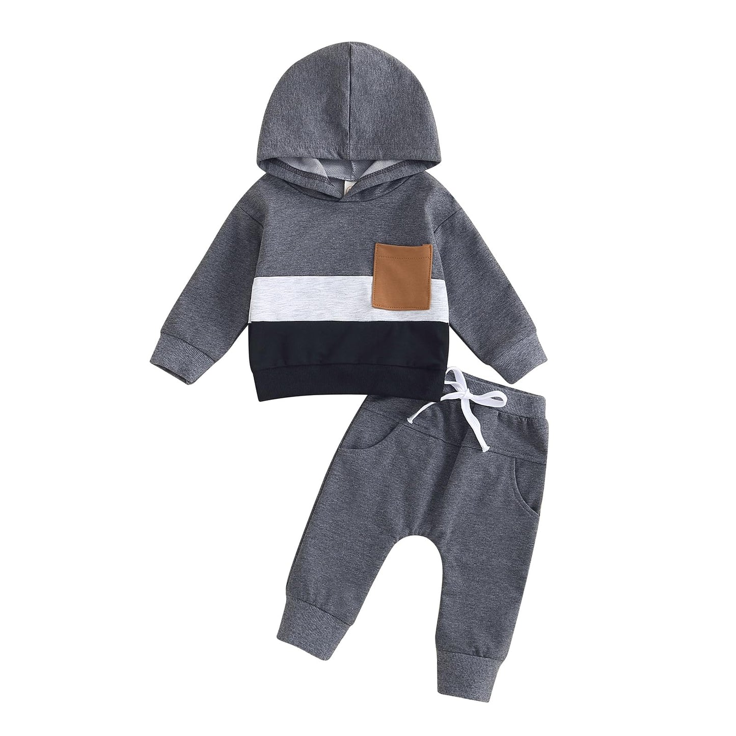 Yassiglia Baby Jungen Kleidung Set Neugeborene Zweiteiler Outfit Kleinkind Herbst Bekleidungssets Jogginganzug für Baby Junge Kapuzenpullover + Hosen Set