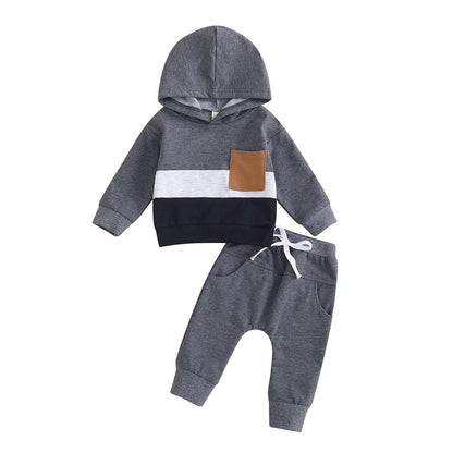 Yassiglia Baby Jungen Kleidung Set Neugeborene Zweiteiler Outfit Kleinkind Herbst Bekleidungssets Jogginganzug für Baby Junge Kapuzenpullover + Hosen Set