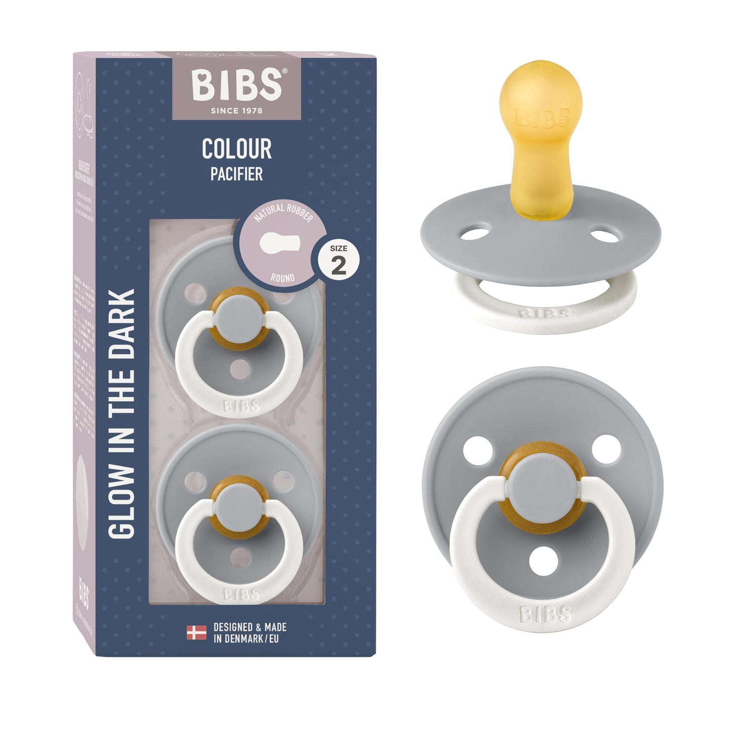 BIBS Colour Schnuller 2er-Pack, BPA-frei, Kirschform Nippel. Naturkautschuk/Latex, Hergestellt in Dänemark. Größe 2 | 6+ Monate | 2-Pack, Coral/Ruby