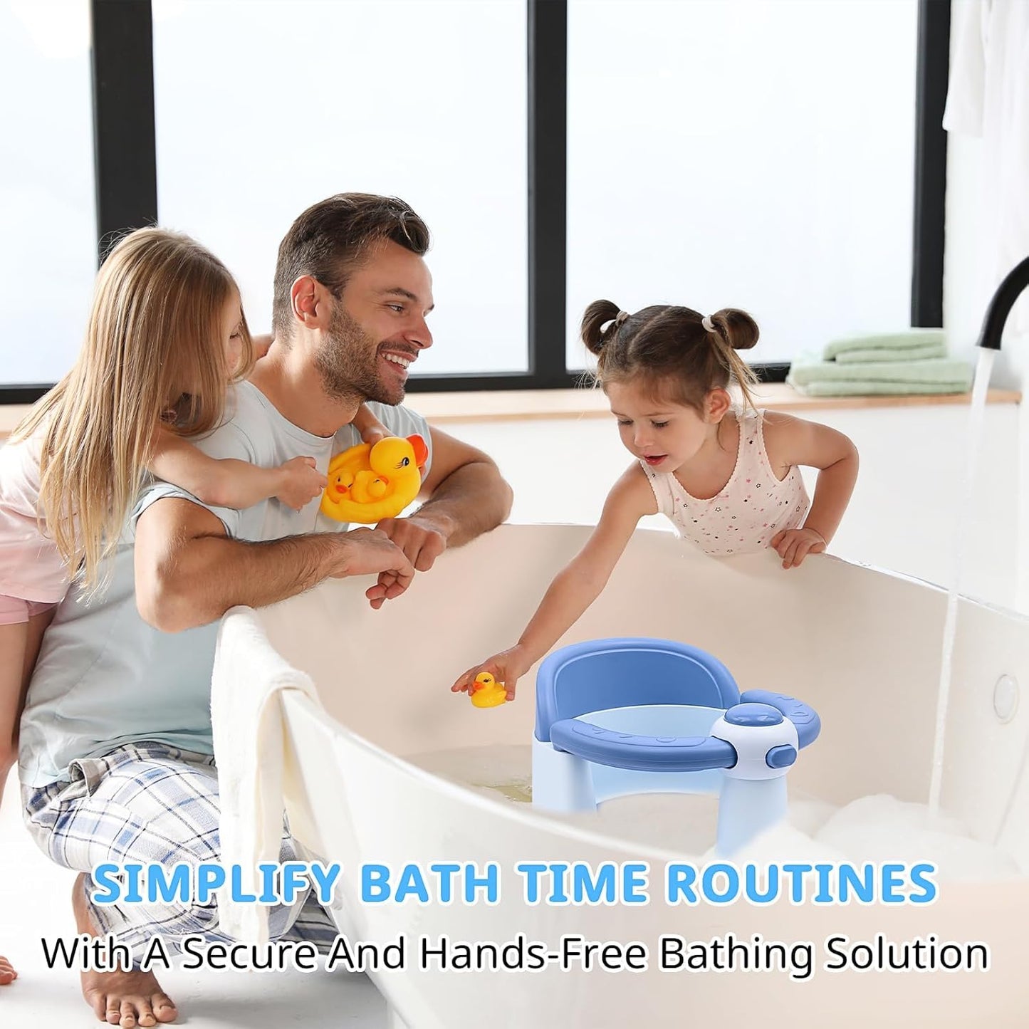 Baby Bath Seat for Babies from 6 Months, Non-Slip Baby Bath Chair, Portable Bath Seat with Suction Cups, Baby Bathtub Toddler Bath Support for Shower (Yellow)