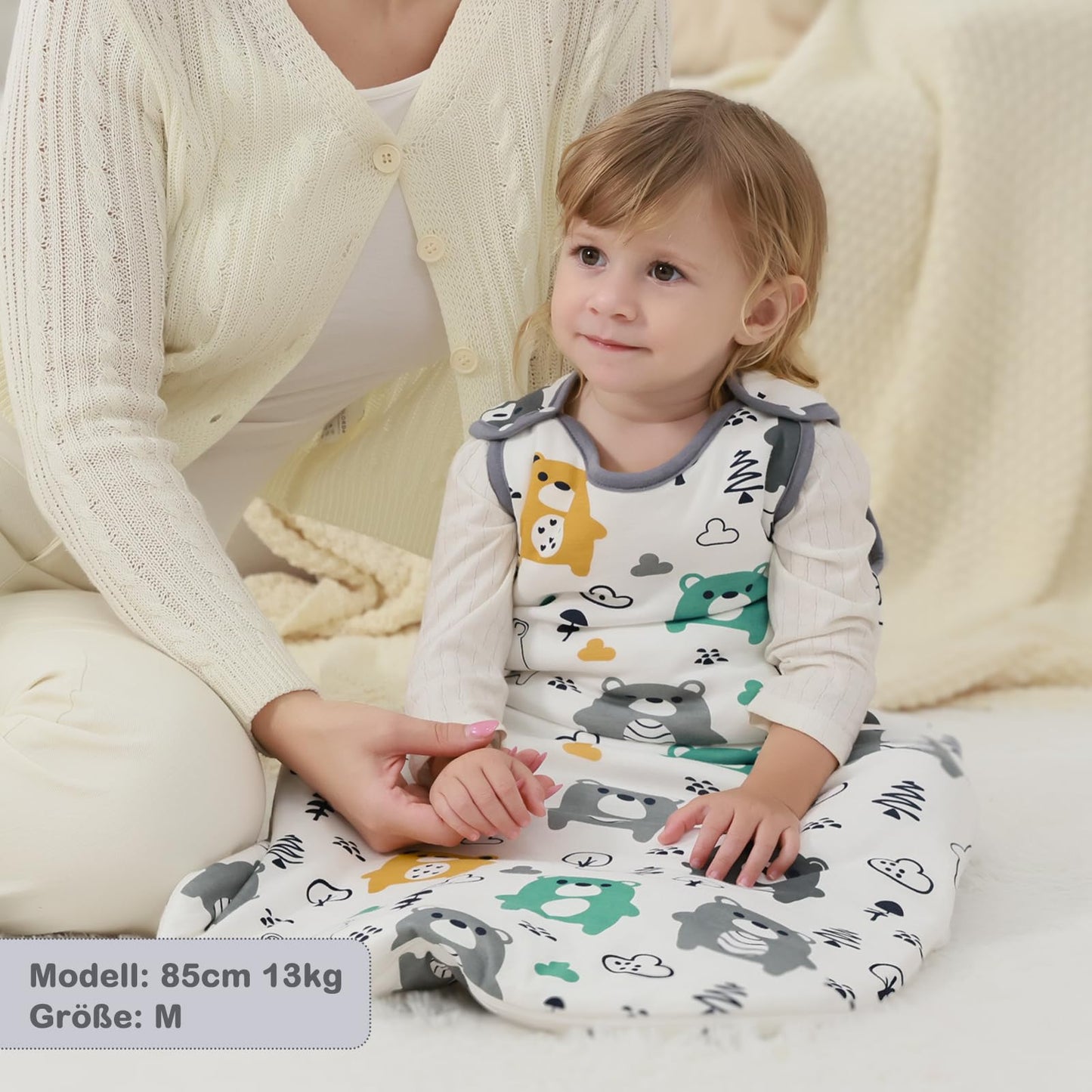 Baby Winter Sleeping Bag, Toddler Sleeping Bag, 2.5 Tog Sleeping Bag, 100% Cotton, Various Sizes from Newborn to 18 Months, All-Year-Round Sleeping Bag