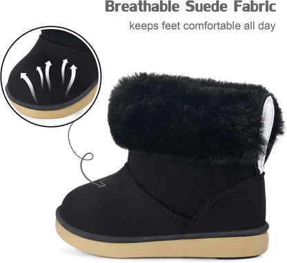 KVbabby Winter Boots Girls Warm Children's Winter Shoes Plush Lined Baby Ankle Boots Snow Boots Non-Slip Boots Toddler Shoes Slip On Boots