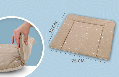 Wickelauflage Wickelunterlage aus Baumwolle 75x72 cm - Weich und waschbar Wickelunterlage für Babys Wickelmatte aus Stoff für Wickeltisch Wickelkommode oder Waschmaschine 75 x 72 Wilde Rose