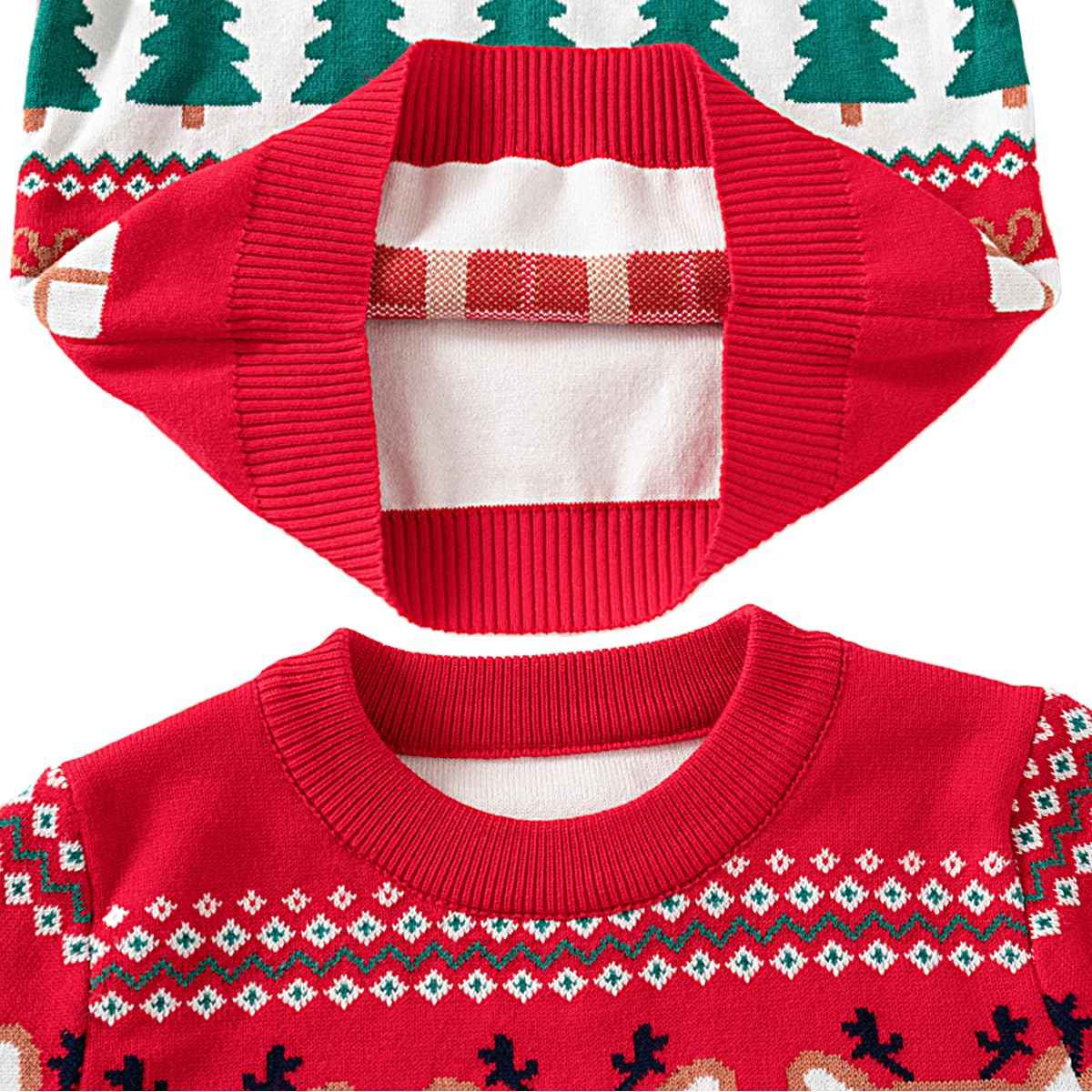 Fandecie Children's Christmas Jumper Cotton Crew Neck Christmas Elk Santa Sweater Girls Boys Sweatshirt Jumper 2-7 Years