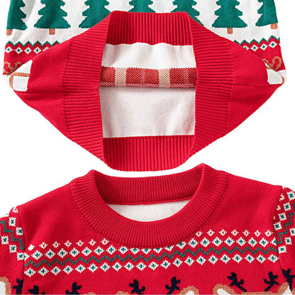 Fandecie Children's Christmas Jumper Cotton Crew Neck Christmas Elk Santa Sweater Girls Boys Sweatshirt Jumper 2-7 Years