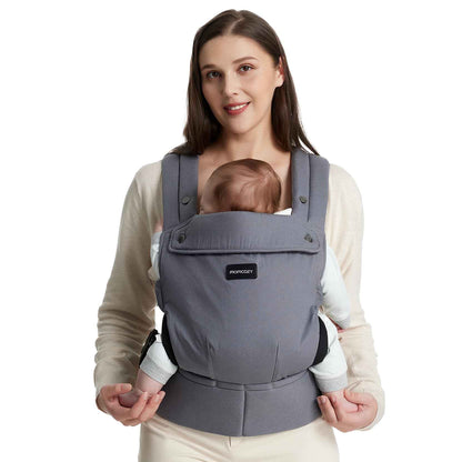 Momcozy Babytrage aus 100% Baumwolle – Baby Carrier für Kleinkind (3-24 Monate, 3,2-20 kg) · Ergonomische M-Position · X-Rücken · Taillengurt 64-127cm, Khaki