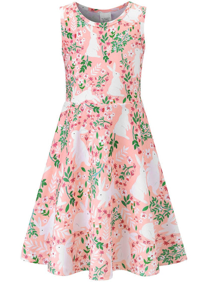 kids4ever Mädchen Kleid Ärmellos Sommerkleid Rundhals A-Linie Swing Kleid Meerjungfrau Galaxie Prinzessin Party Geburtstag 4-12 Jahre