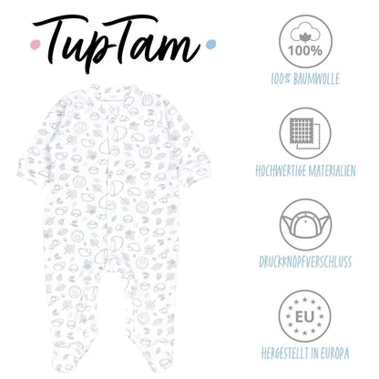 TupTam Baby Jungen Schlafstrampler Langarm Strampler Schlafanzug mit Fuß 3er Pack