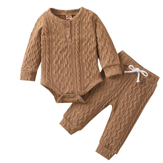 Neugeborenes Baby Mädchen Jungen Winter Langarm Solide Verdickte Warme Strampler Tops Hosen 2 STÜCKE Outfits Kleidung Set