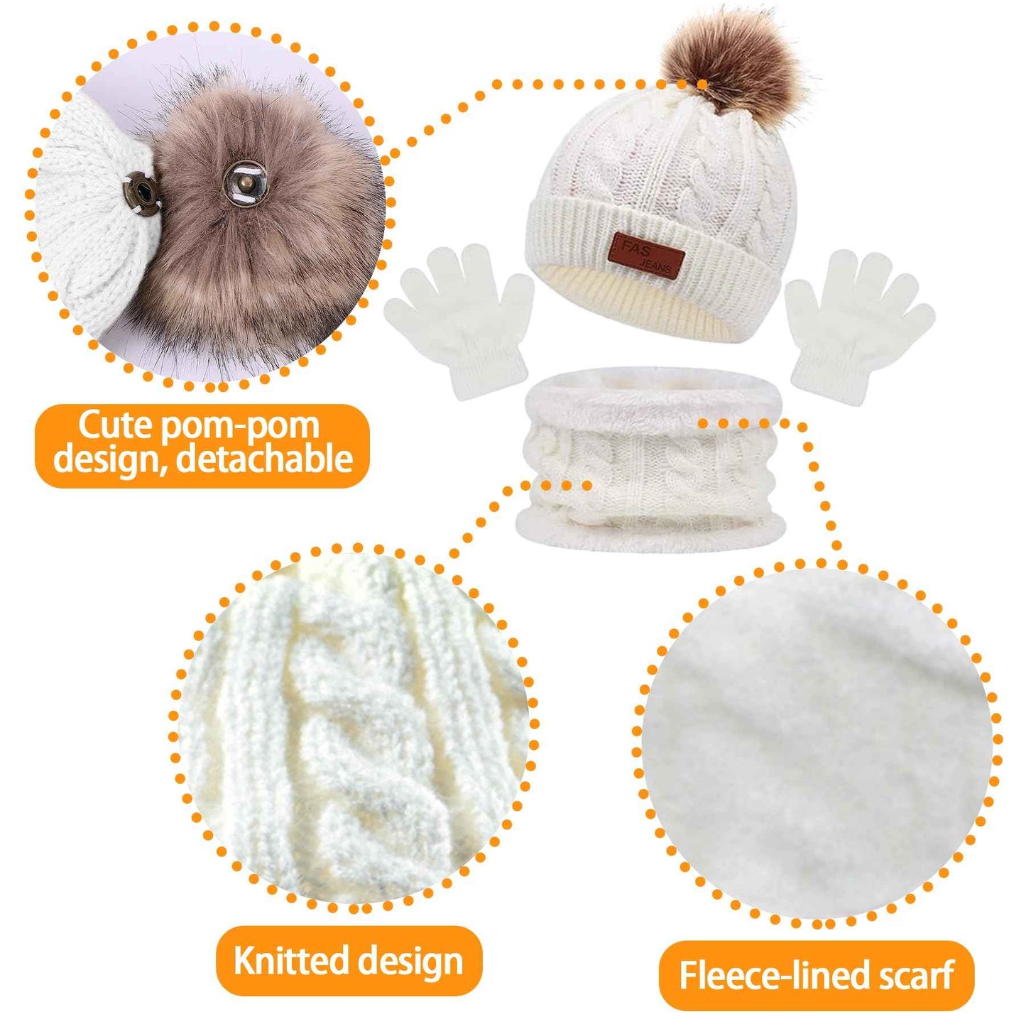 3-in-1 Children's Winter Hat Scarf Gloves Set