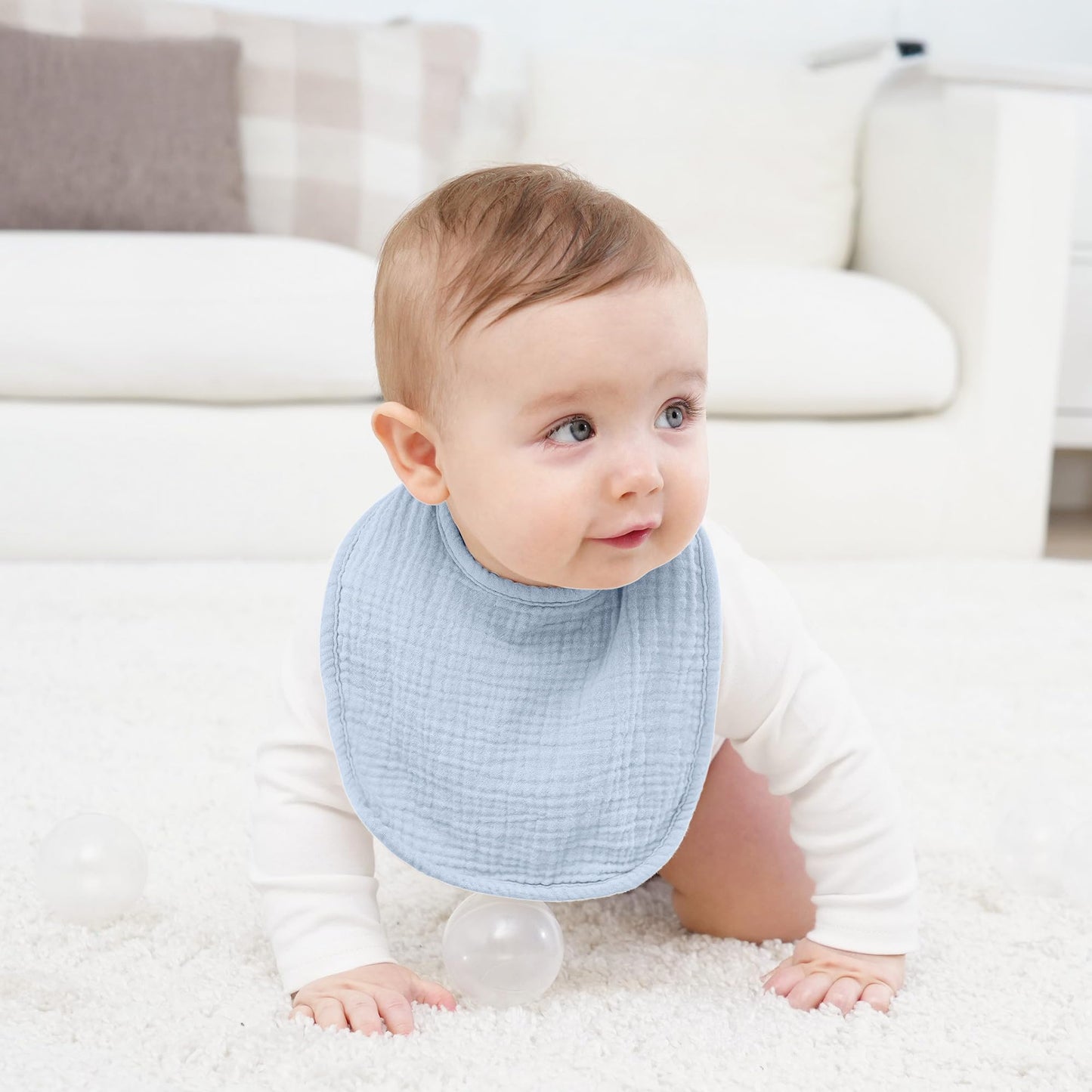 Susurration Bibs Baby Muslin Bandana Baby Soft Adjustable Square Dribble Bibs 6 pack for Unisex Girls &amp; Boys 