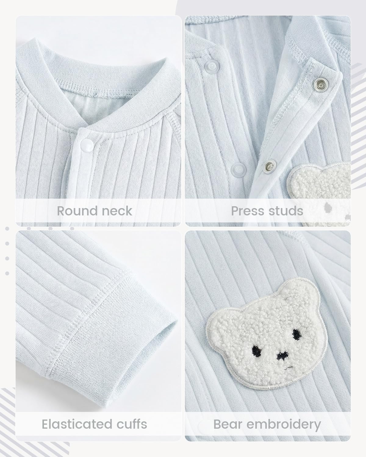 Baby Strampler Neugeborene Baumwolle Jumpsuit 2er-Pack Langarm Einteiligen Overall Kleidung für Baby Junge und Mädchen 0-12 Monate