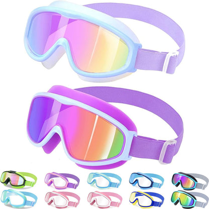 Vvinca Kids Swimming Goggles with Comfort Fabric Strap Wide Angle Anti-Fog UV Protection Waterproof Swimming Goggles for 3-14 Years