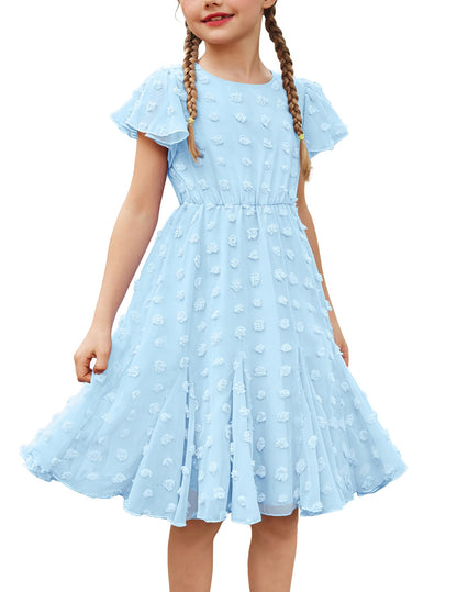 Flypigs Kleid Mädchen Festlich Hochzeit Party Kurzarm Sommer Freizeitkleid Prinzessin Chiffon Kleider Kinder Teenager Kleidung 3-12 Jahre