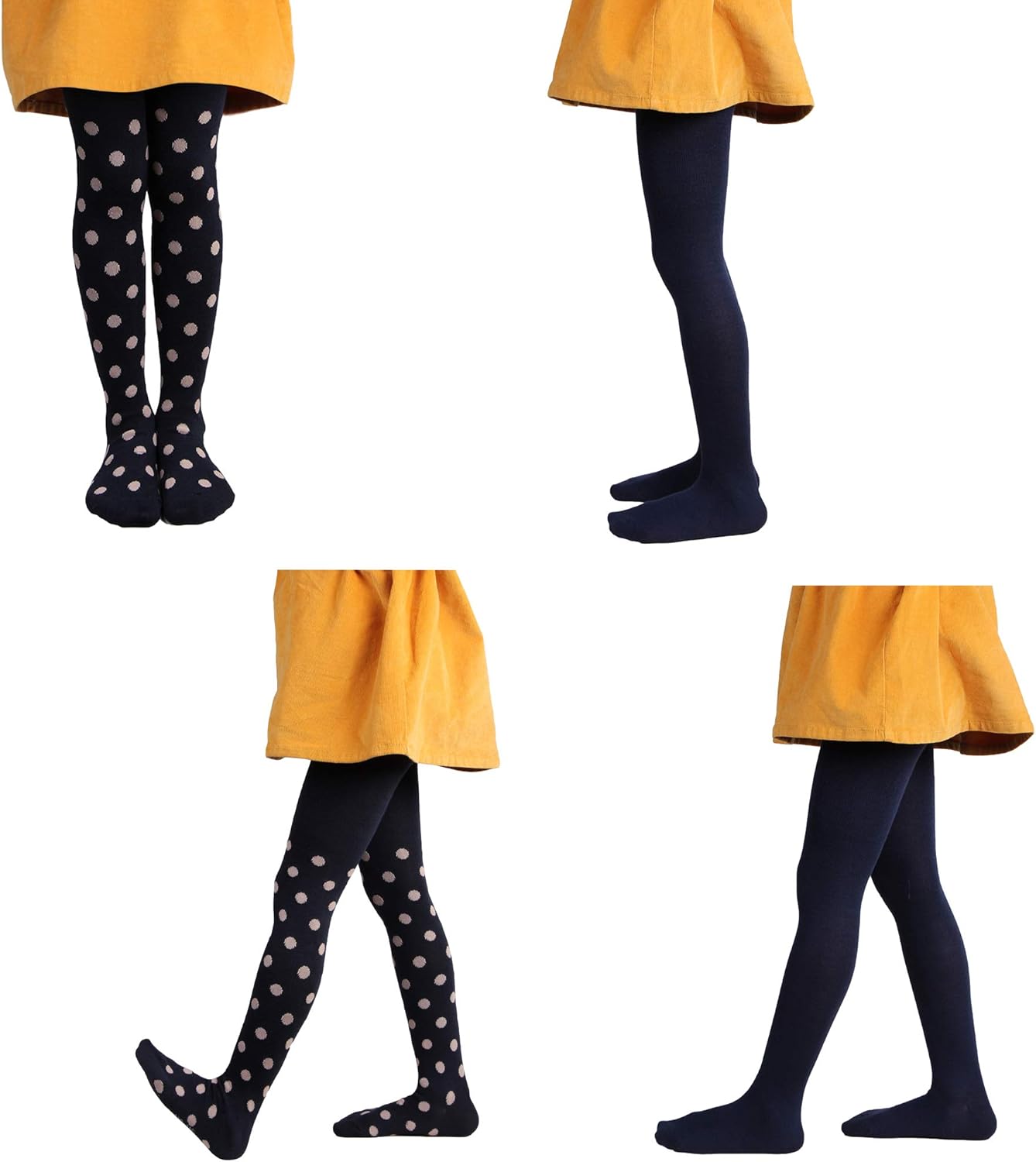L&K-II 27257 Children's Tights, Girls' Tights, Baby Tights for Girls, Flowers, Dots, Stripes Pattern, Set of 6