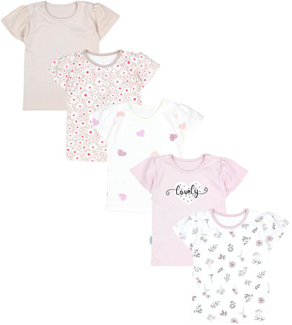 TupTam Baby Mädchen Kurzarm T-Shirt Gemustert Bunt 5er Set