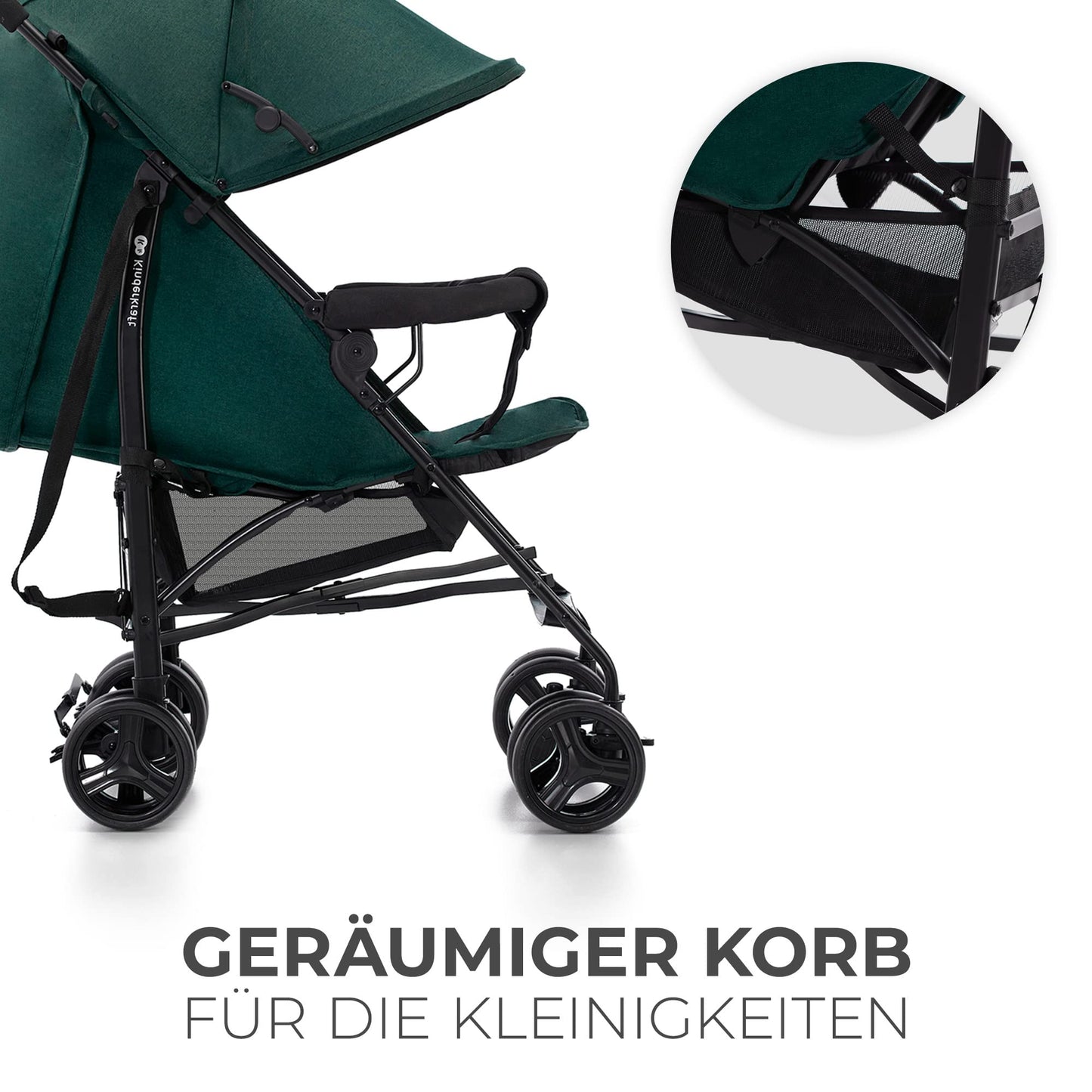 Kinderkraft TIK Kinderwagen, Liegebuggy, Sportwagen, Leicht - 6,5kg, Drehbare Vorderräder, Verstellbarer Griff, Stufenlose Einstellung der Rückenlehne, Schnelles Zusammenklappen, bis zu 17kg, Grün - Meloni2