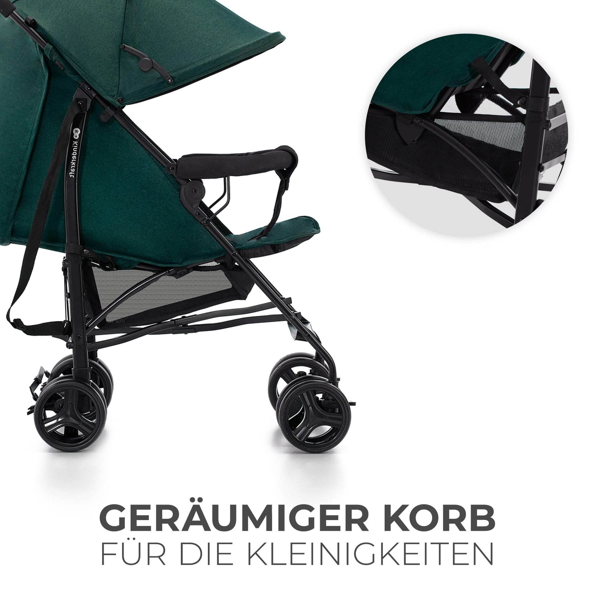 Kinderkraft TIK Kinderwagen, Liegebuggy, Sportwagen, Leicht - 6,5kg, Drehbare Vorderräder, Verstellbarer Griff, Stufenlose Einstellung der Rückenlehne, Schnelles Zusammenklappen, bis zu 17kg, Grün - Meloni2