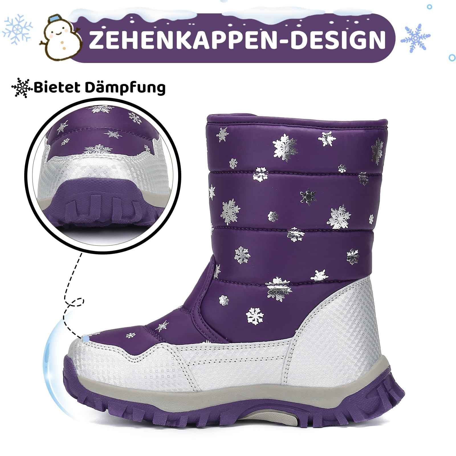 Mishansha Girls' Winter Boots, Children's Winter Shoes, Warm Snow Boots, Lined Winter Boots
