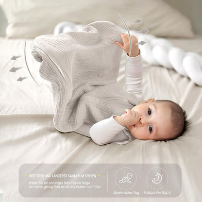 lulumoon Baby Sleeping Bag for 3-9 Months: Muslin Sleeping Bag Baby for Boys and Girls - Cotton Baby Sleeping Bag for 70 cm All-Year Children's Room
