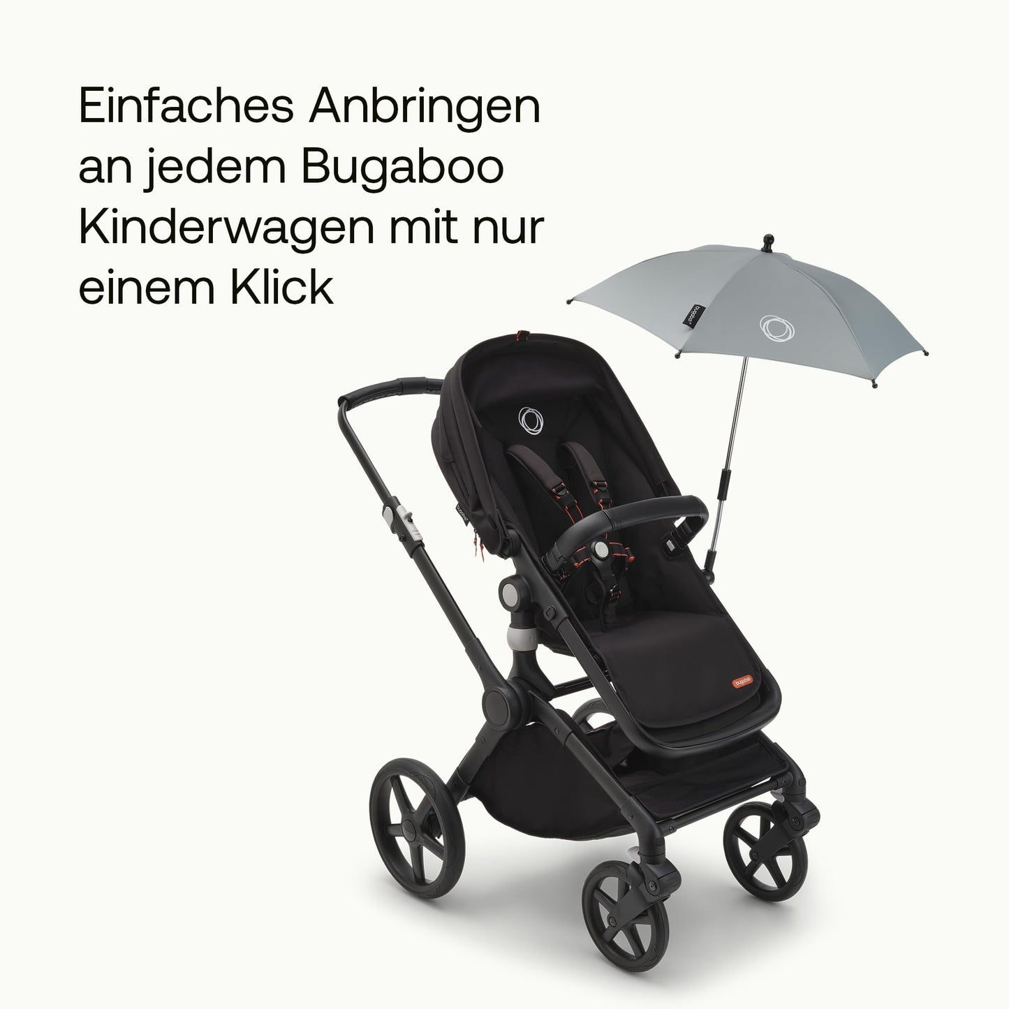 Bugaboo Sonnenschirm+, kompatibel mit allen Bugaboo Kinderwagen, mit UPF 50+ Schutz gegen UV-Strahlen, große Schattenfläche, Verbindung mit einem Klick & leicht verstellbarer Mechanismus, Desert Taupe