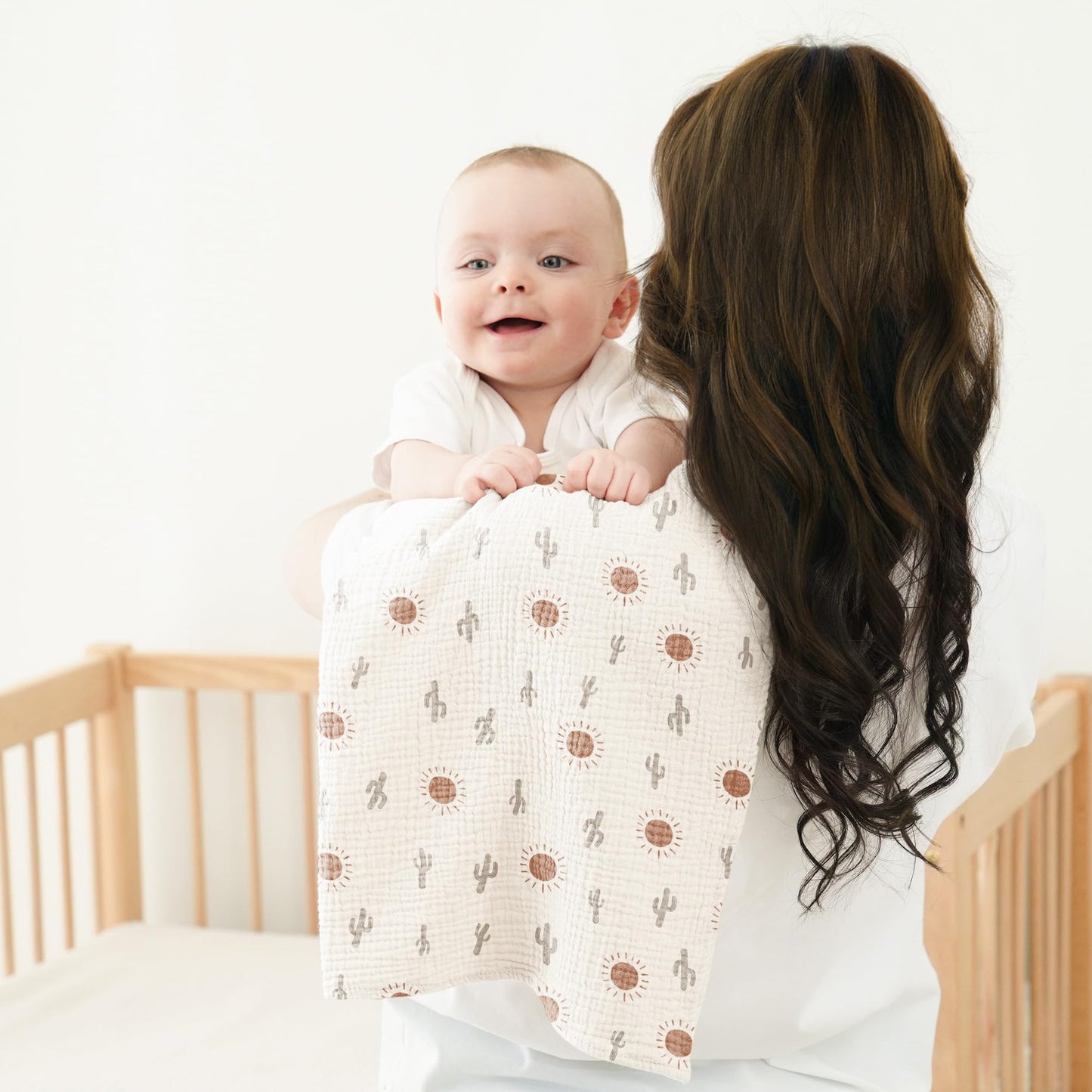 Bearmoss Moltontücher Baby 100% Baumwolle Weiche Spucktücher Baby,Atmungsaktiv und Extrem Saugfähig Musselin Tuch für Saugstark Mulltücher 4er 60x60cm (Brauner Druck)