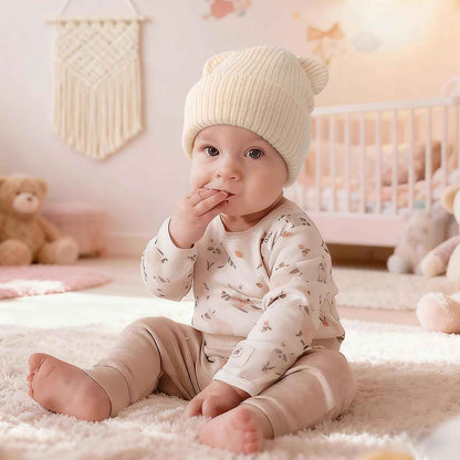 DRESHOW Toddler Beanie Baby Winter Hats Baby Soft Knitting Cute Bear Ears Hat for Boys Girls Warm Hat Hats for 0 Months - 24 Months