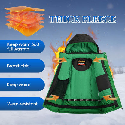 Kinder Schneeanzug für Jungen, Winter Skijacke und Hosen Set mit Kapuzenriemen, winddicht, wasserdicht, warmer Mantel