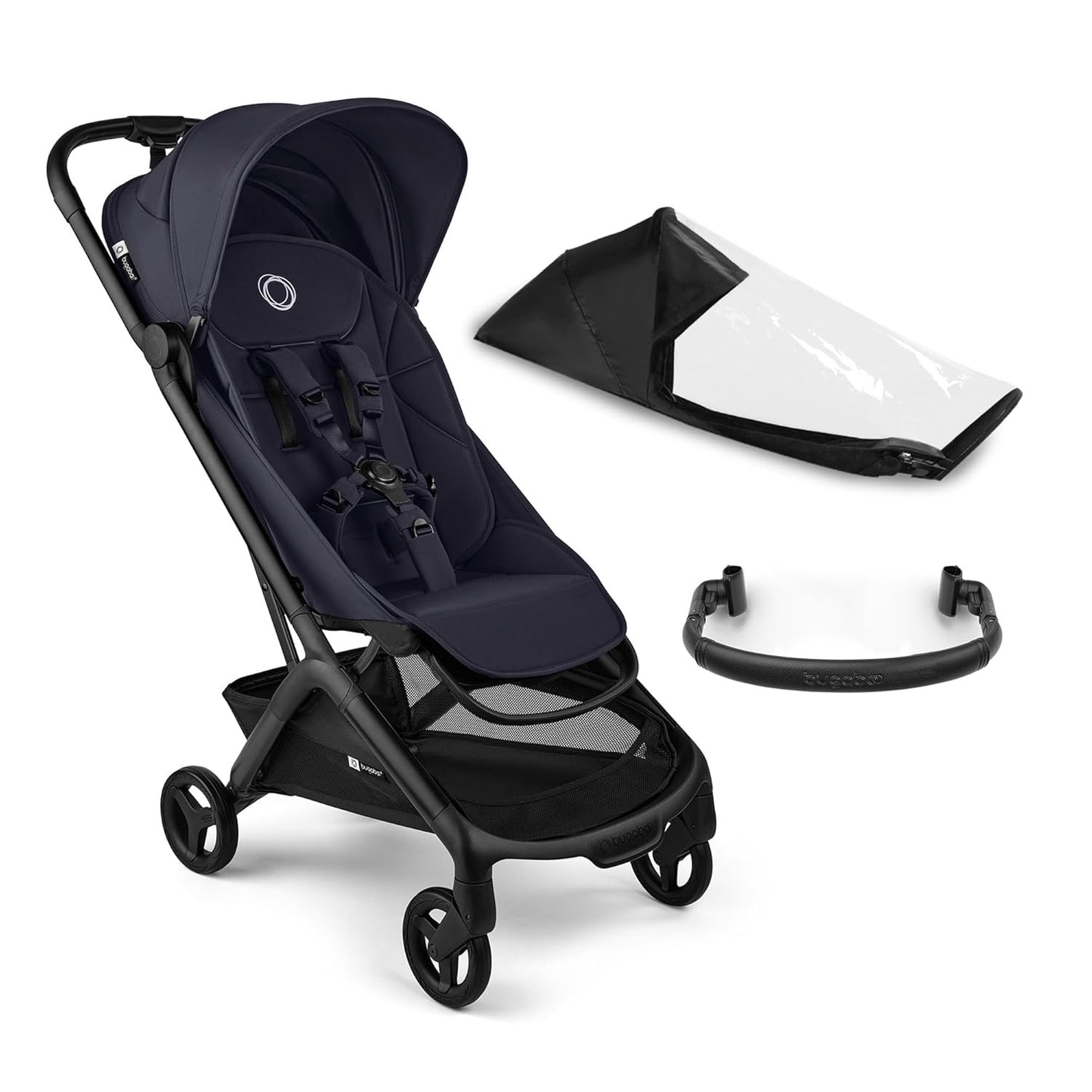 Bugaboo Butterfly 2 Reisebuggy Set – leichter, faltbarer Kinderwagen mit Sicherheitsbügel & Regenabdeckung – Handgepäckgröße, mit Liegefunktion – ab 6 Monaten bis 4 Jahre – Deep Indigo