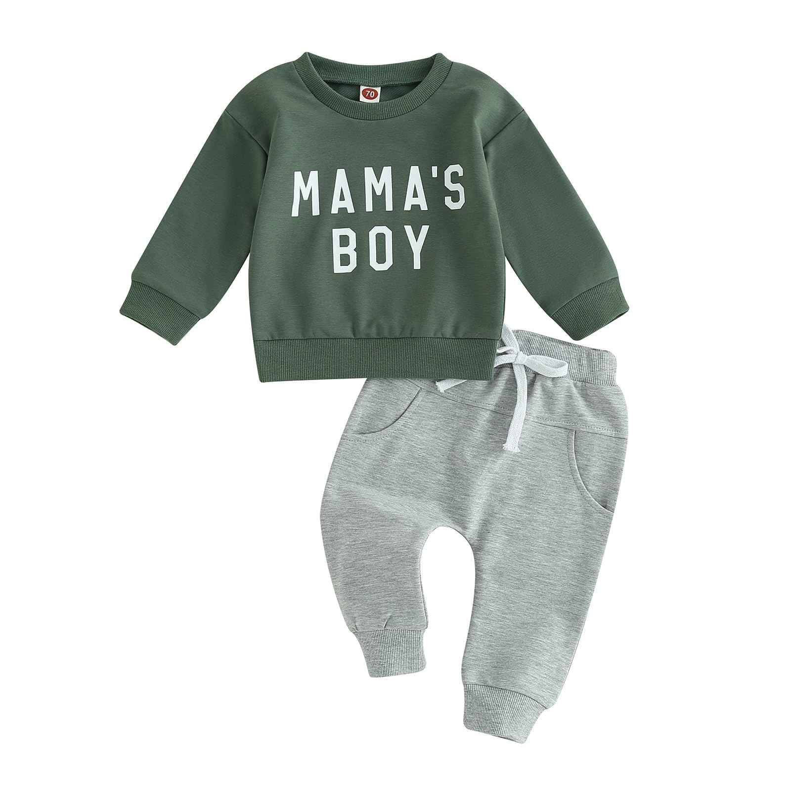 Geagodelia Baby Boys Clothing Outfit Baby Clothing Set Long Sleeve Sweatshirt + Trousers Newborn Soft Baby Set Mama's Boy 2-Piece