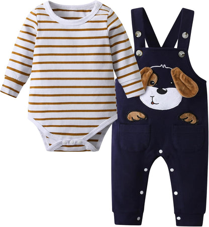 Baby Boy Kleidung Gestreifte Tops Animal Print + Hose Outfit Set