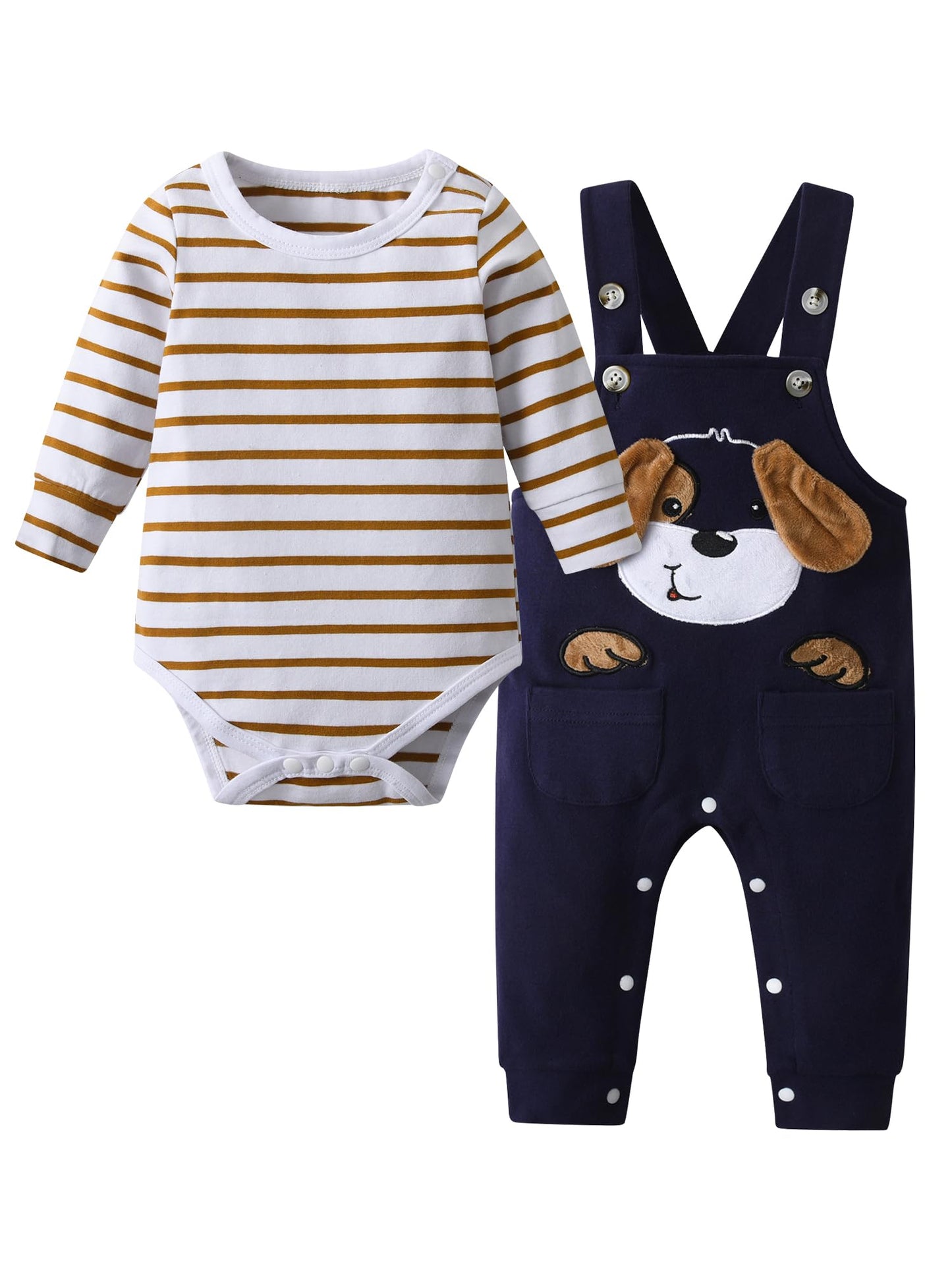 Derouetkia Baby Junge Kleidung Gestreifte Tops Tierdruck + Hosen Outfit Set