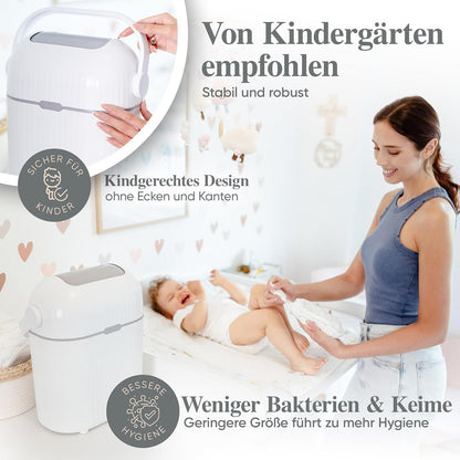 katmare Nappy Bin [Odour-Proof] Small Changing Table Nappy Bin 9 L - Nappy Bin without Cassette Odour-Proof Changing Bin Nappies Baby Accessories Changing Table