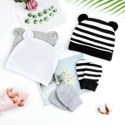 DRESHOW Newborn Baby Hat and Gloves Set Beanie Clothing Unisex Infant Hat Kindergarten Cap Baby Boys Girls 0-6 Months 