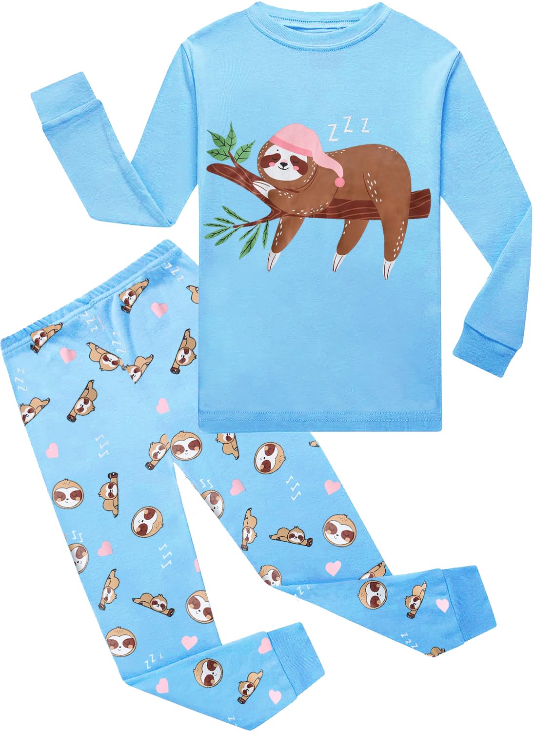 EULLA Children's Girls' Pyjamas Long Sleeve Cotton Winter Pyjama Set Unicorn Princess Dino Rabbit Owl Two Piece Sleepwear 1-10 Years 92 98 104 110 116 122 128 134 140