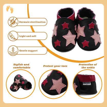 Mejale Leather Baby Shoes First Walking Shoes Crawling Shoes Toddler Children's Shoes Slippers